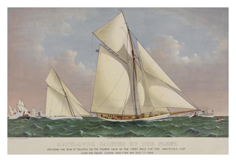America's Cup Yacht Race 1886, 1886-Paper Art-32"x22"