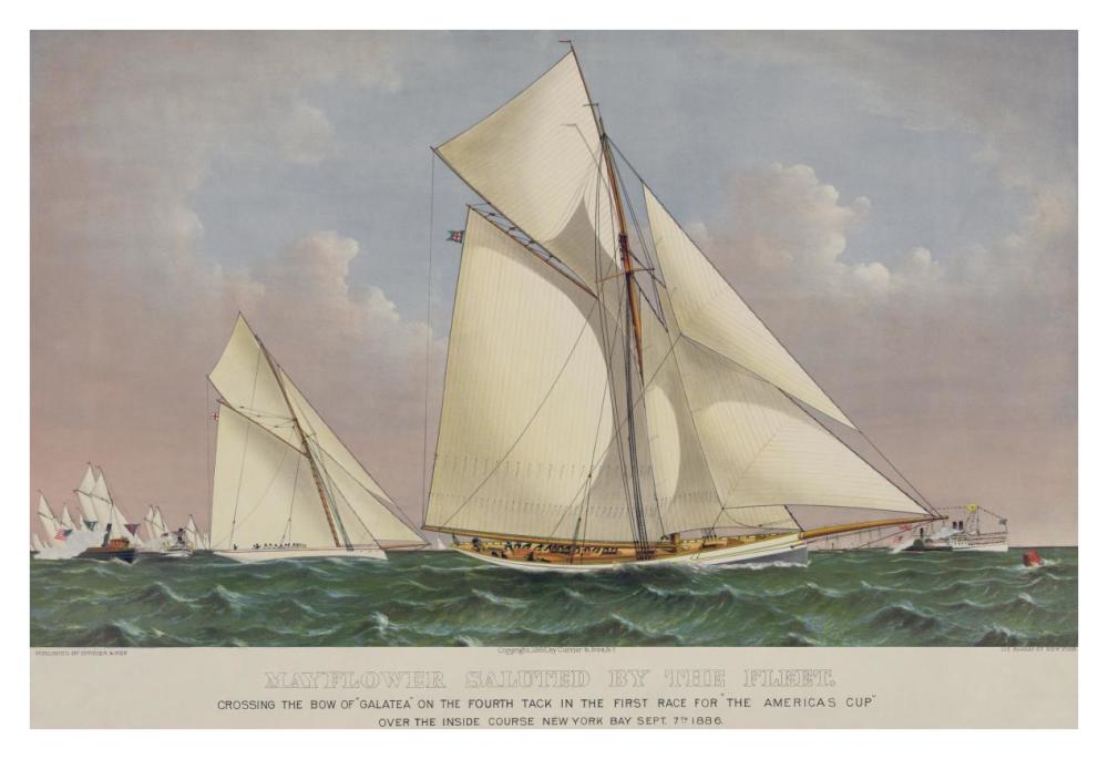 America's Cup Yacht Race 1886, 1886-Paper Art-38"x26"