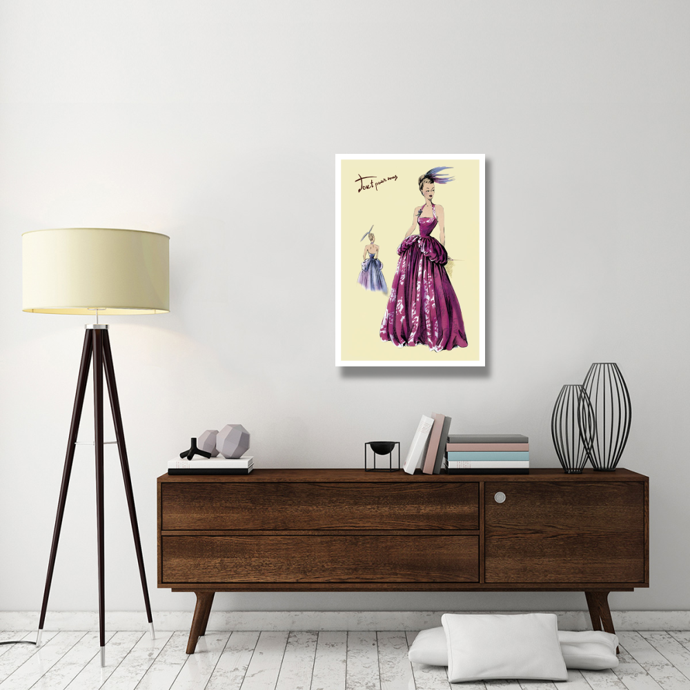 Magenta Evening Gown, 1947-Paper Art-26&quotx38"