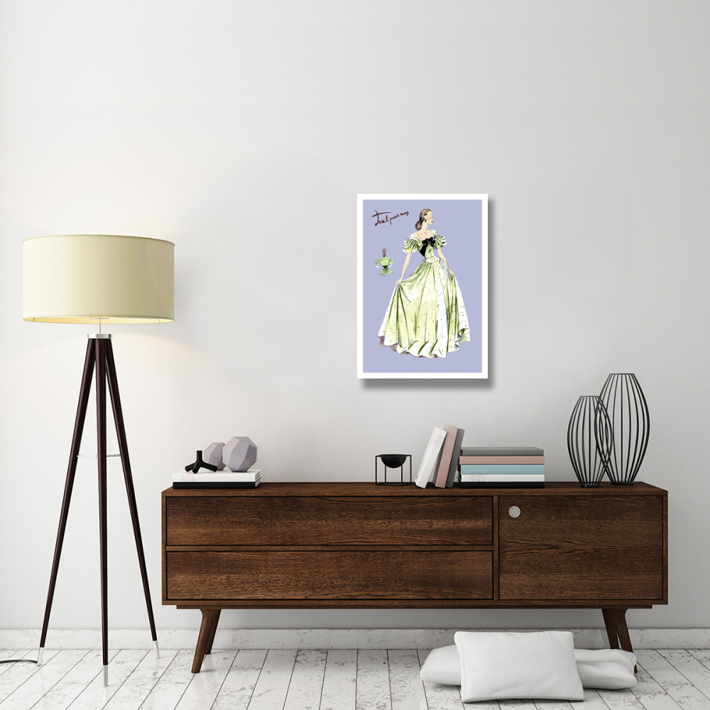 Pleated Lime Gown, 1947-Paper Art-22&quotx32"