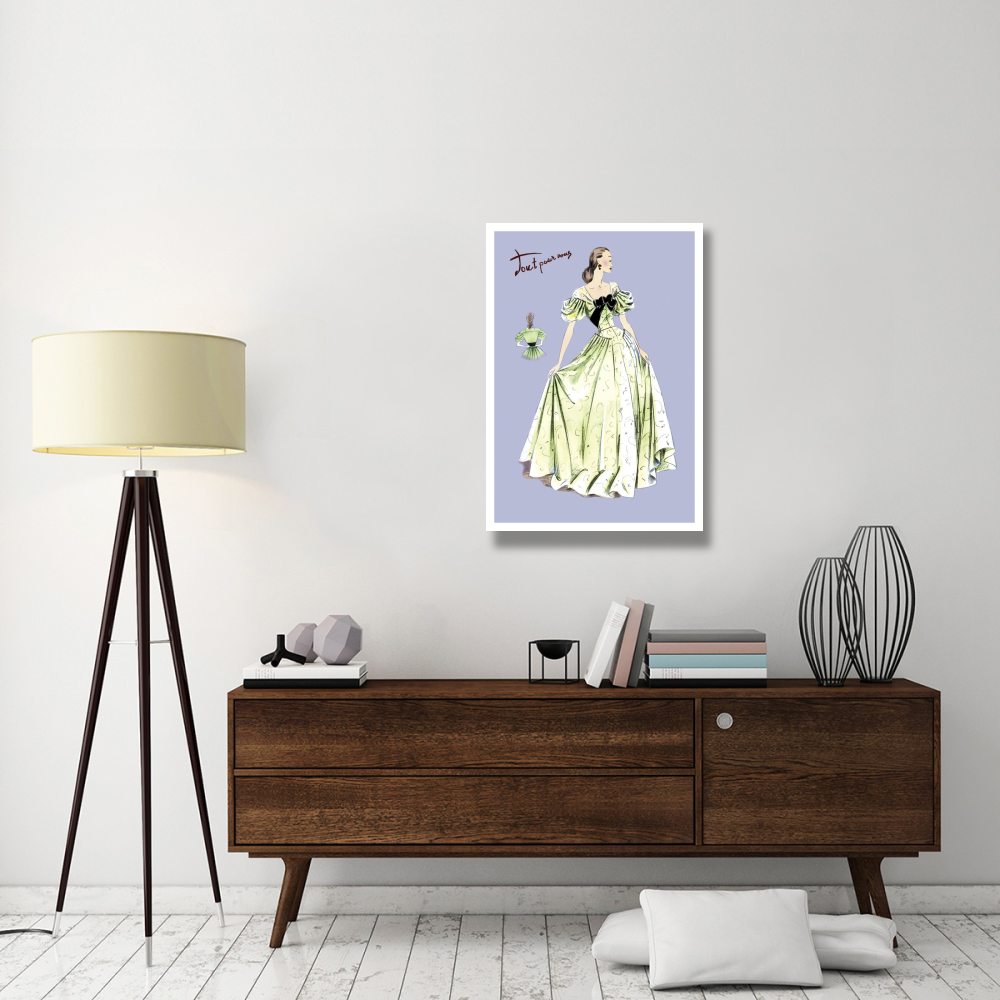 Pleated Lime Gown, 1947-Paper Art-26&quotx38"
