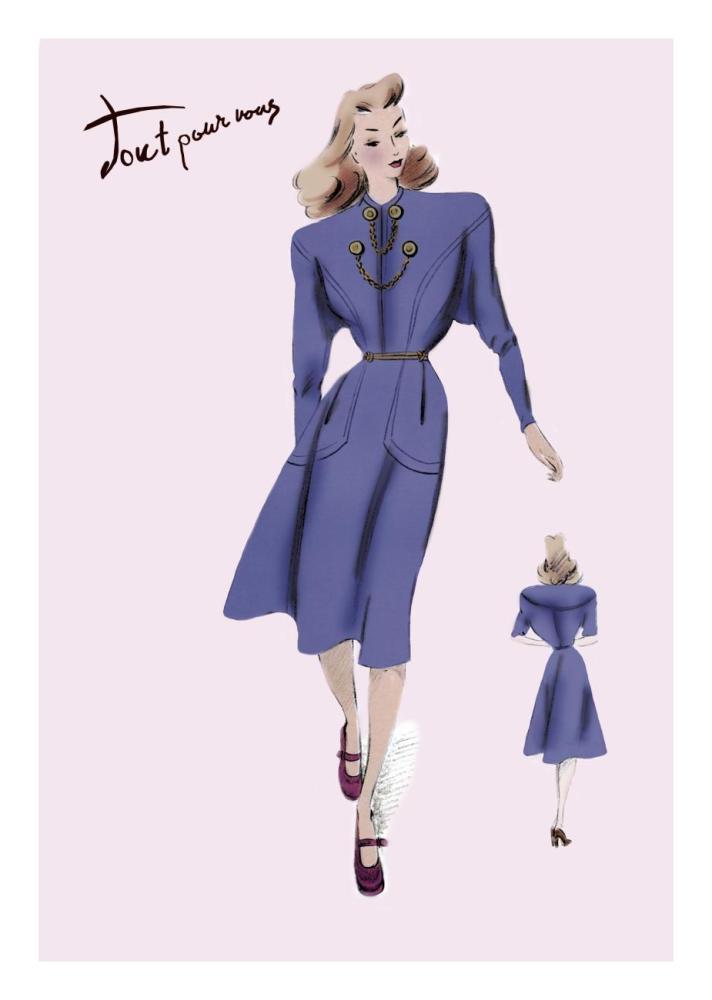 On the Go in Royal Blue, 1947-Paper Art-18"x26"
