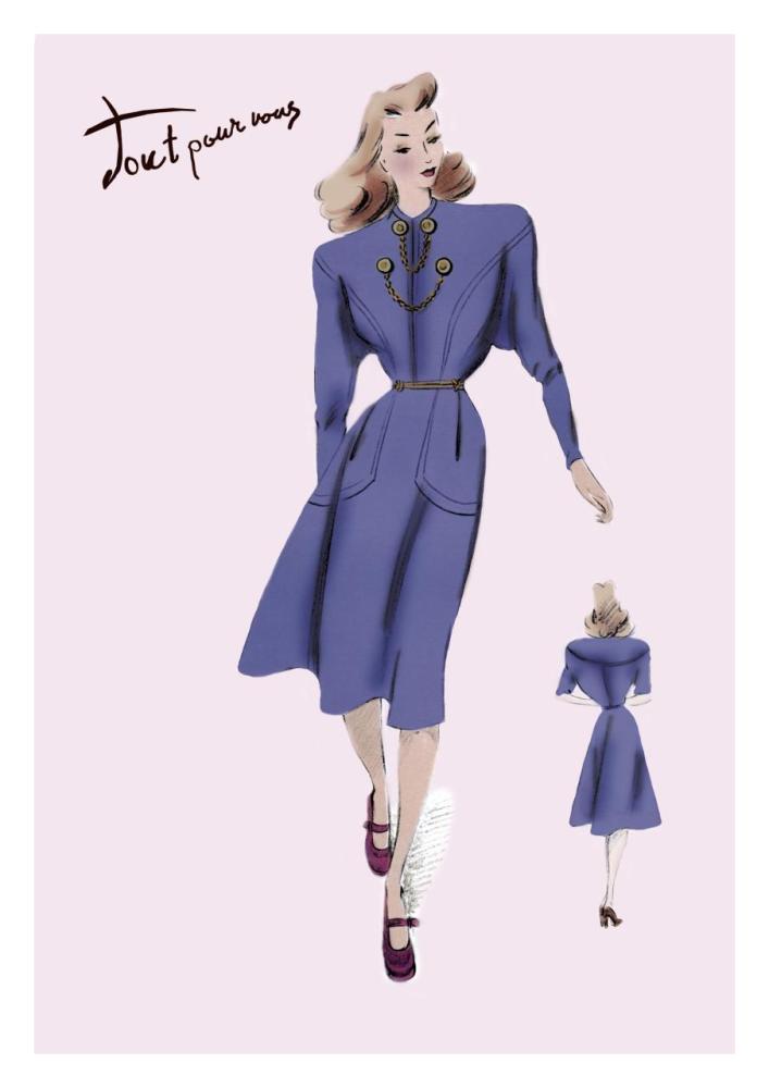 On the Go in Royal Blue, 1947-Paper Art-22"x32"