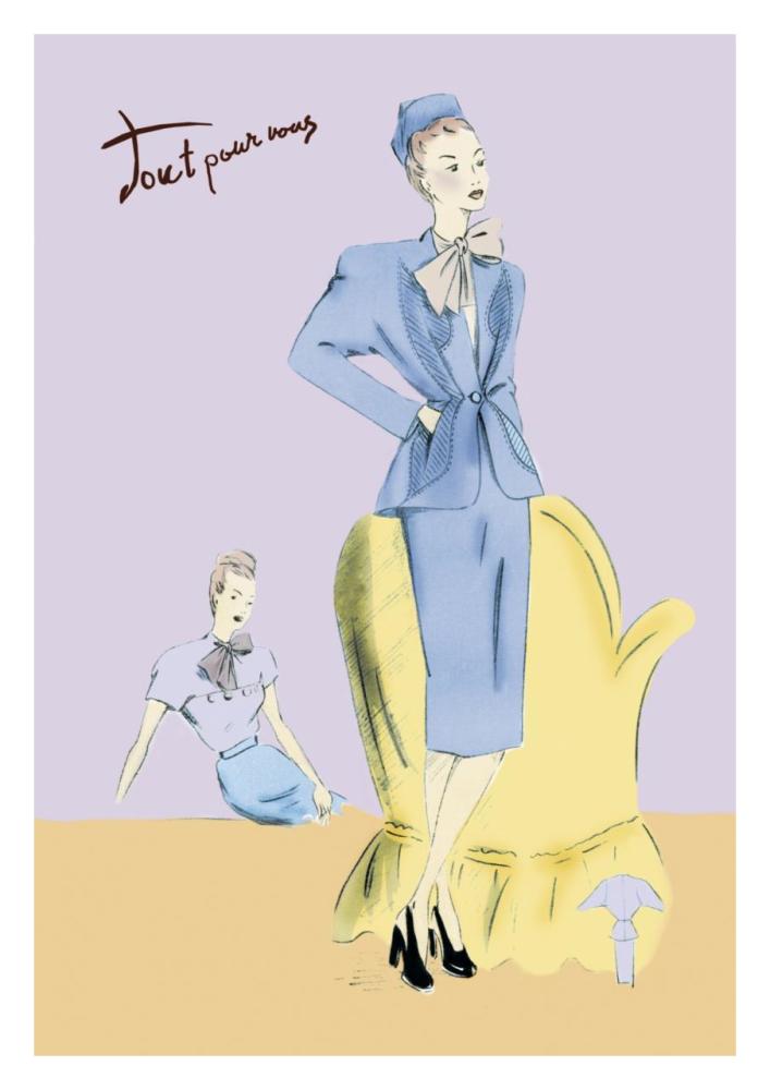 Daytime Suit in Blue, 1947-Paper Art-22"x32"