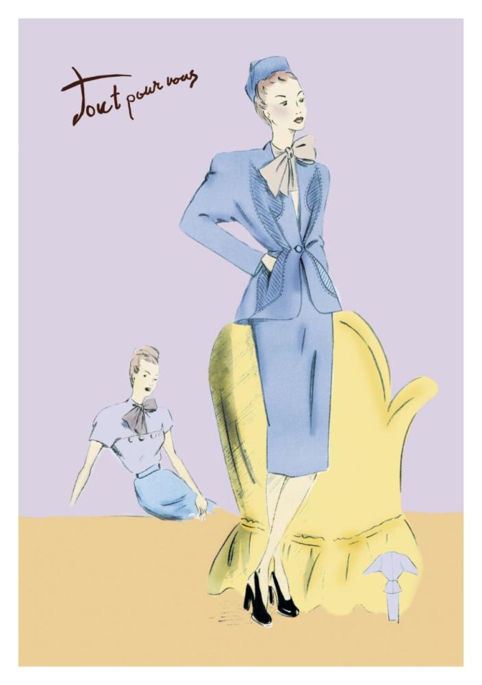 Daytime Suit in Blue, 1947-Paper Art-26"x38"