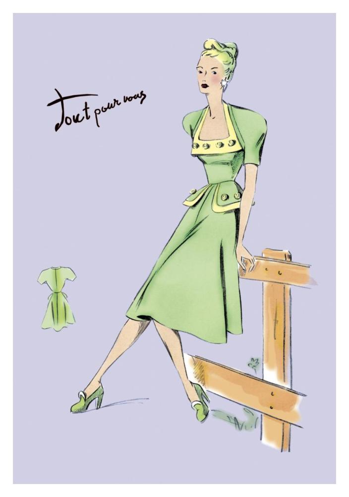 Pastel Summertime Fashion, 1947-Paper Art-14"x20"
