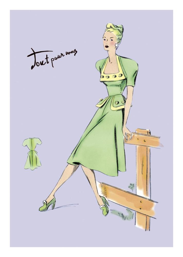 Pastel Summertime Fashion, 1947-Paper Art-18"x26"