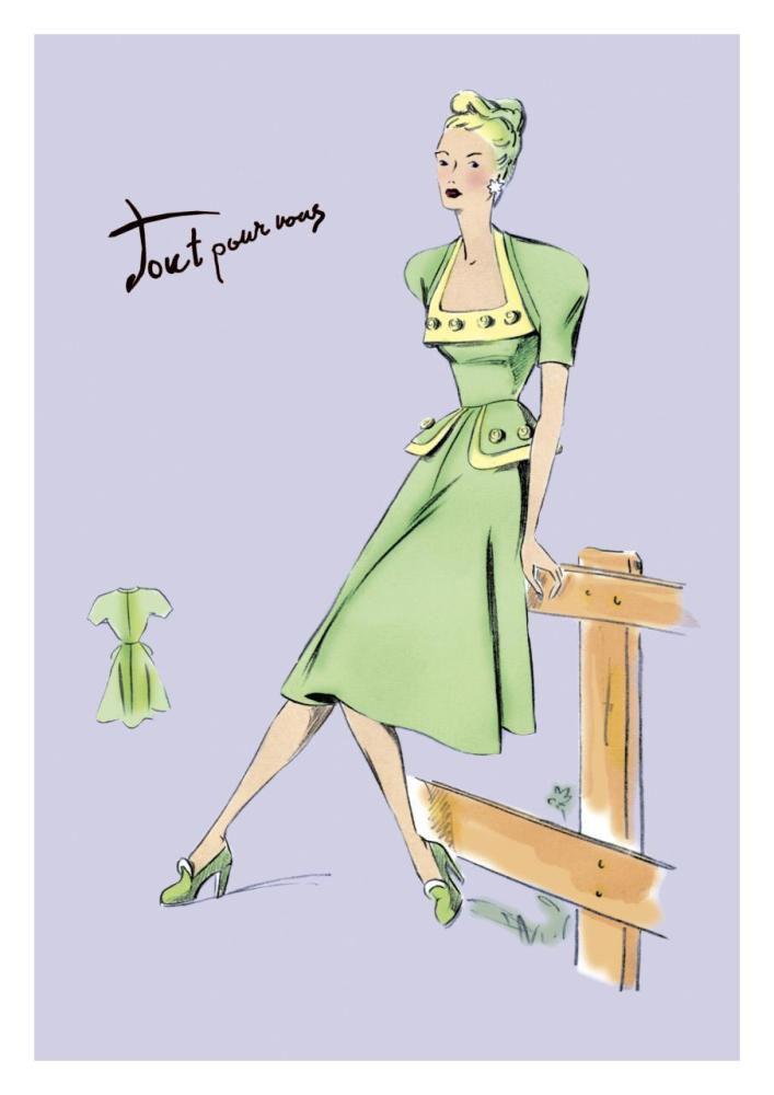 Pastel Summertime Fashion, 1947-Paper Art-22"x32"