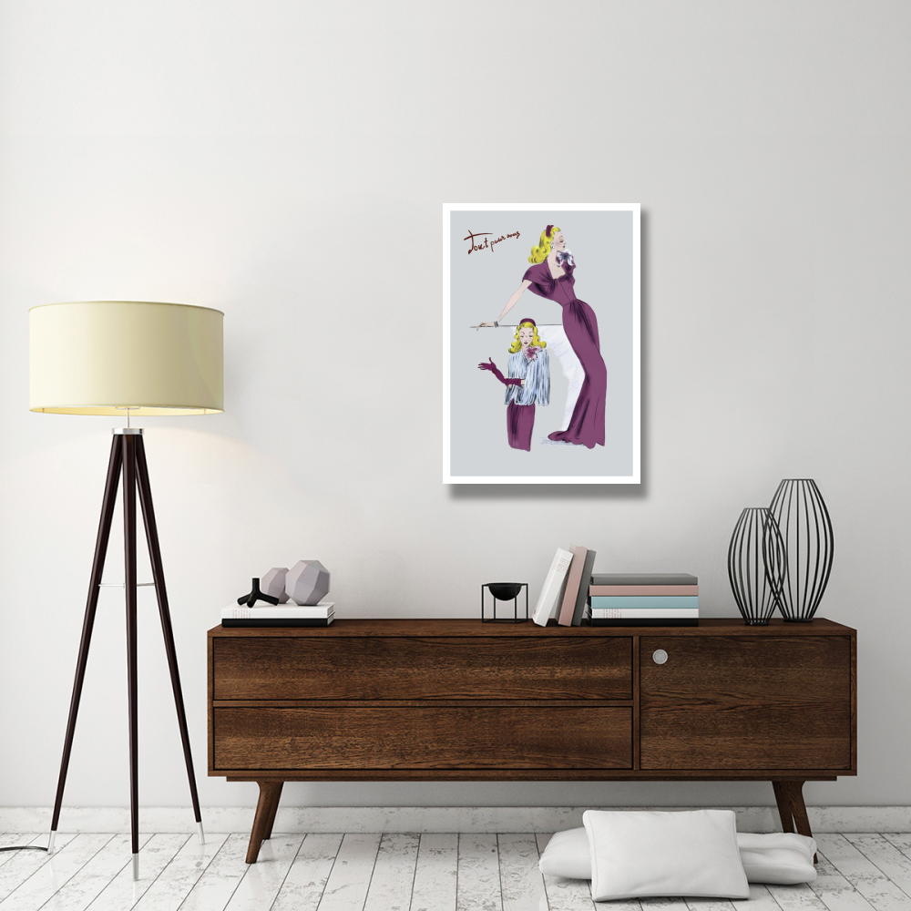 Evening Gown with Fur Cape, 1947-Paper Art-26&quotx38"