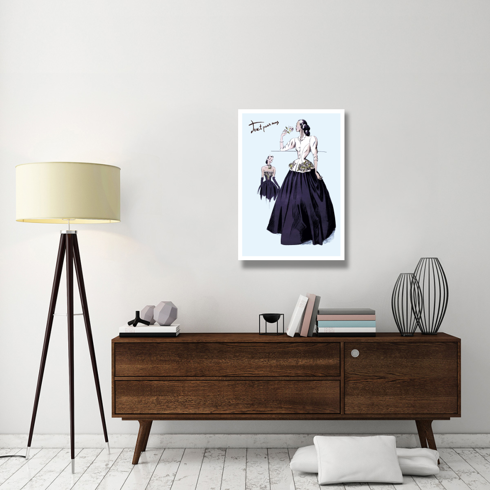 Ball Gown with Embroidery and Jacket, 1947-Paper Art-26&quotx38"