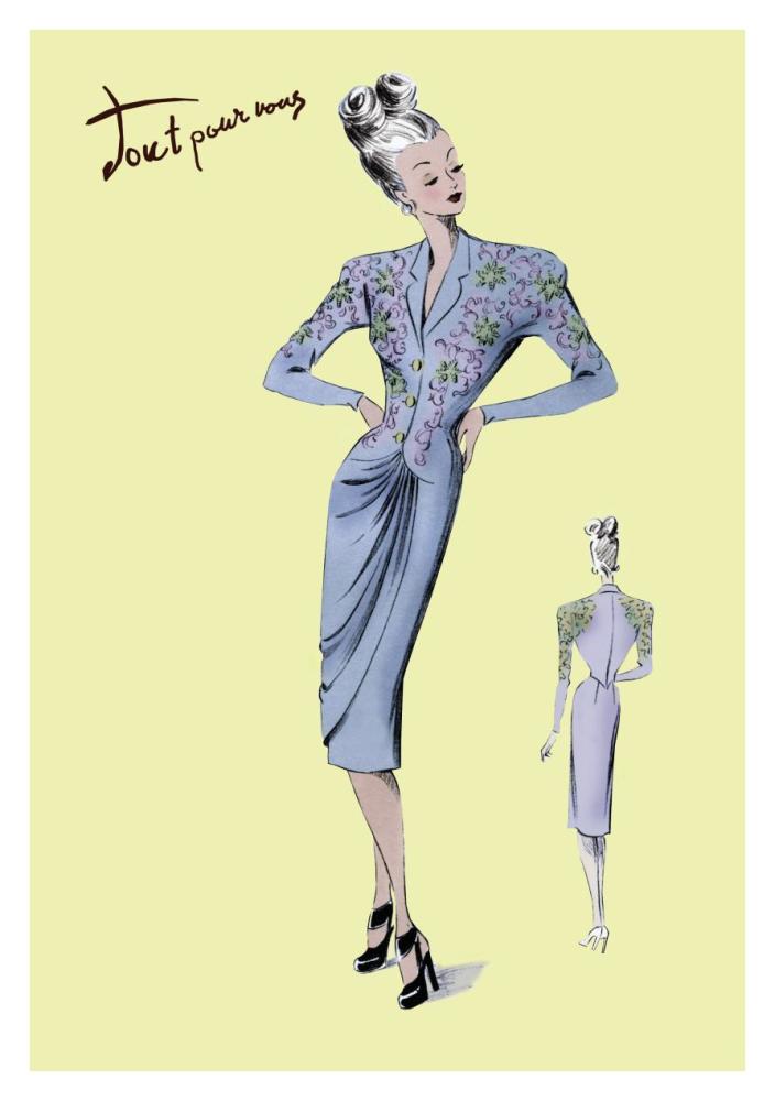 Floral Evening Dress, 1947-Paper Art-26"x38"