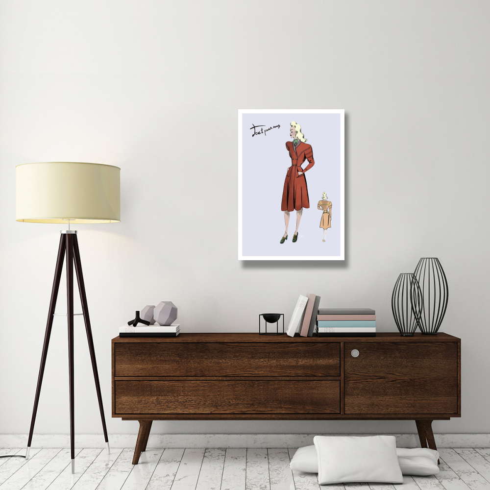 Casual Dress in Autumn Orange, 1947-Paper Art-26&quotx38"