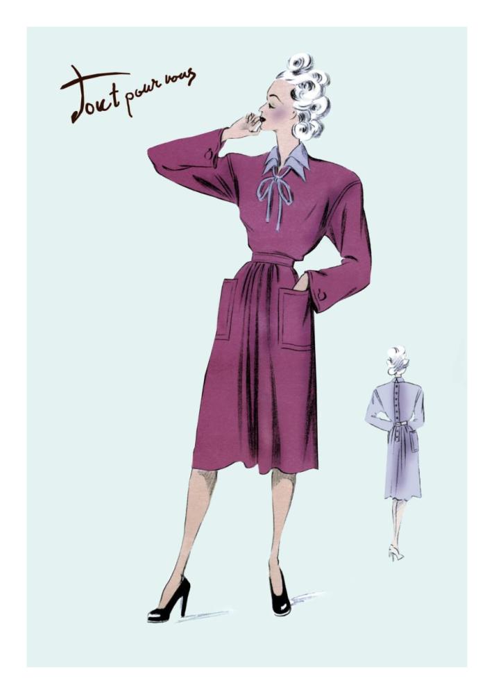 Magenta Dress, 1947-Paper Art-18"x26"