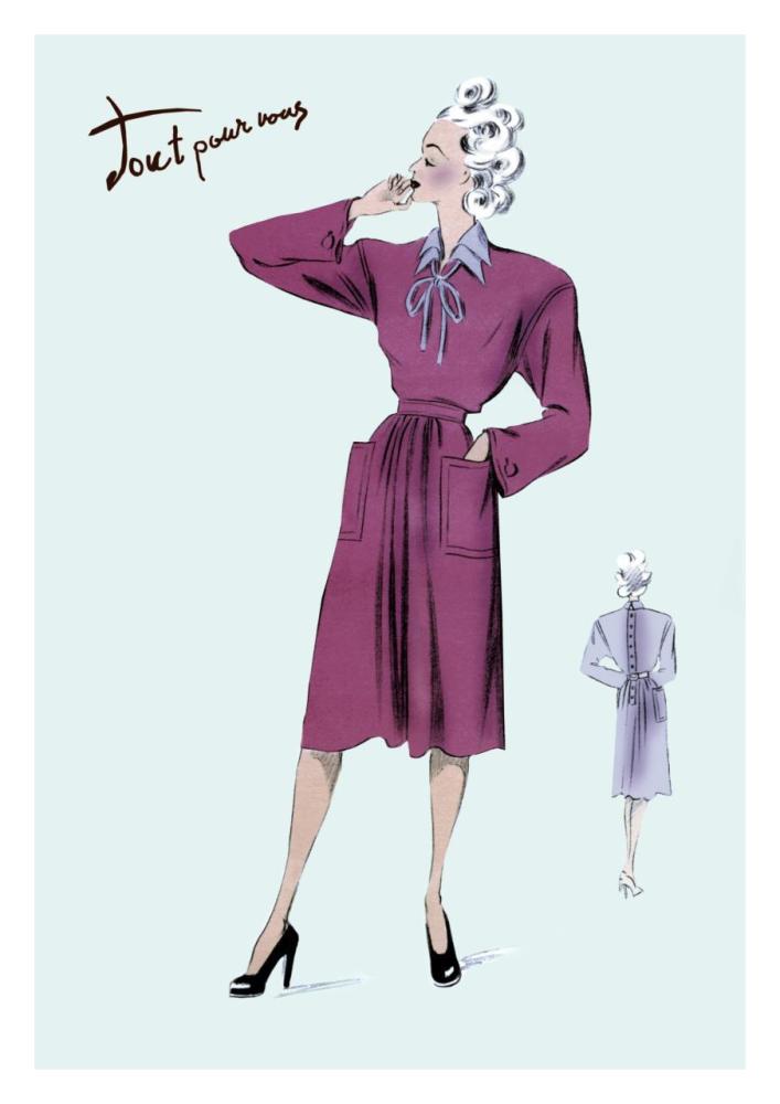 Magenta Dress, 1947-Paper Art-22"x32"