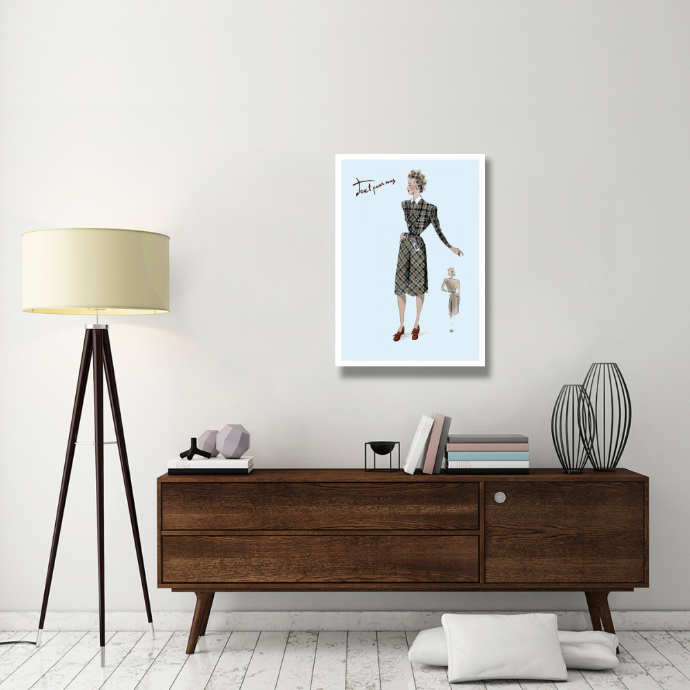 Casual Plaid Dress, 1947-Paper Art-26&quotx38"