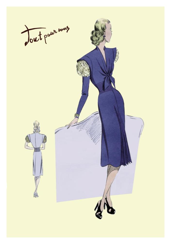 Dress Suit with Pleats, 1947-Paper Art-26"x38"