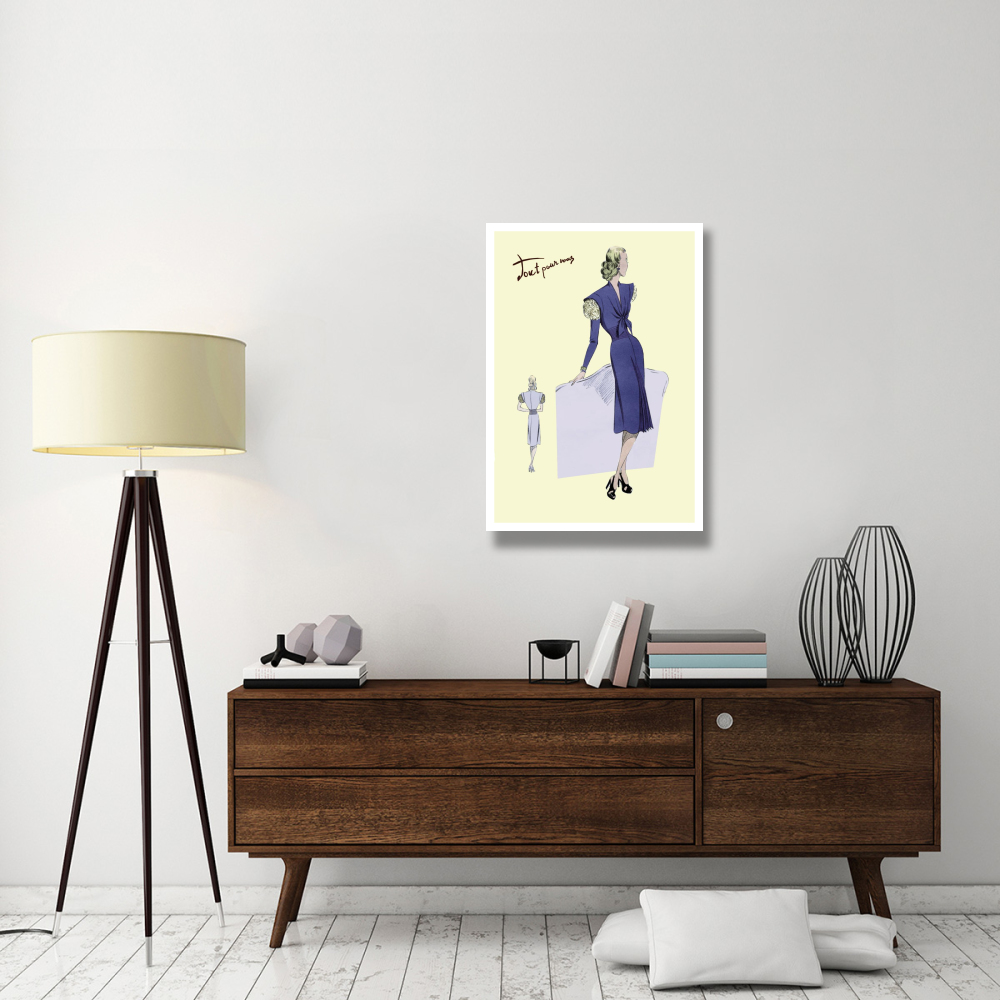 Dress Suit with Pleats, 1947-Paper Art-26&quotx38"