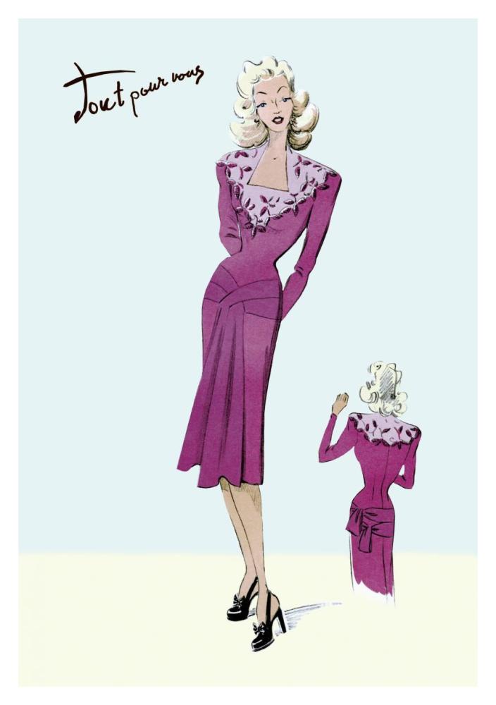 Flower Dress, 1947-Paper Art-14"x20"