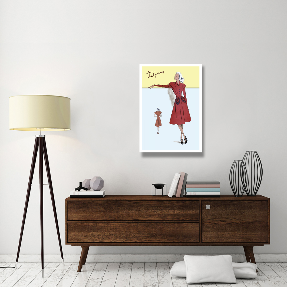 Casual Dress in Red, 1947-Paper Art-26&quotx38"
