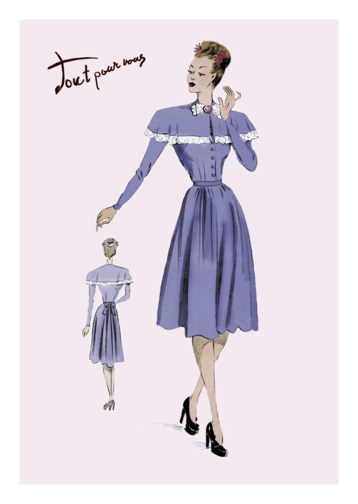 Country Style Dress, 1947-Paper Art-18"x26"