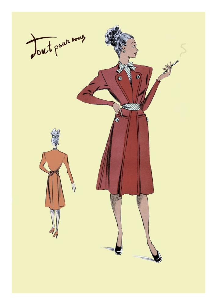 Jacket Dress, 1947-Paper Art-18"x26"