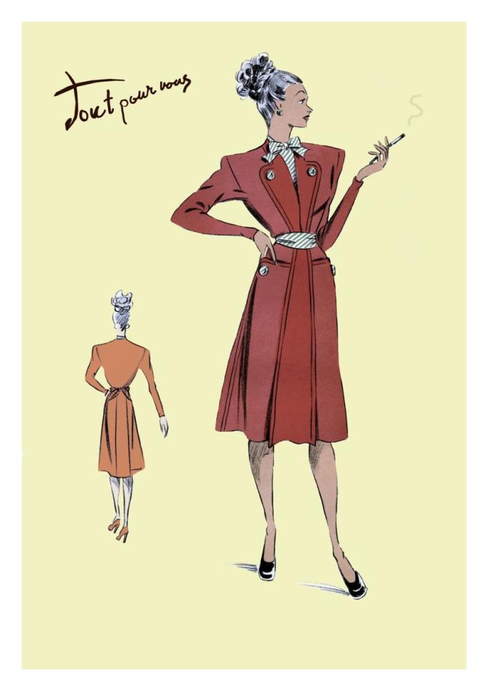 Jacket Dress, 1947-Paper Art-22"x32"