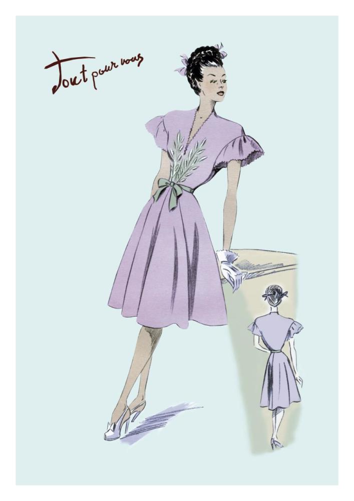 Dress with Frills, 1947-Paper Art-22"x32"