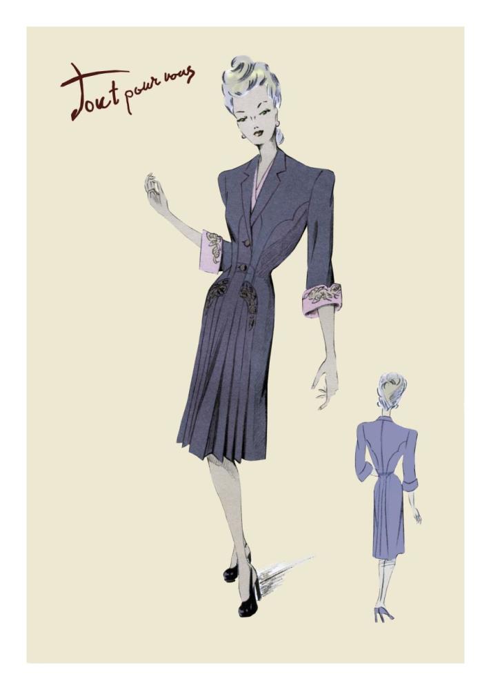 Conservative Suit Dress, 1947-Paper Art-18"x26"