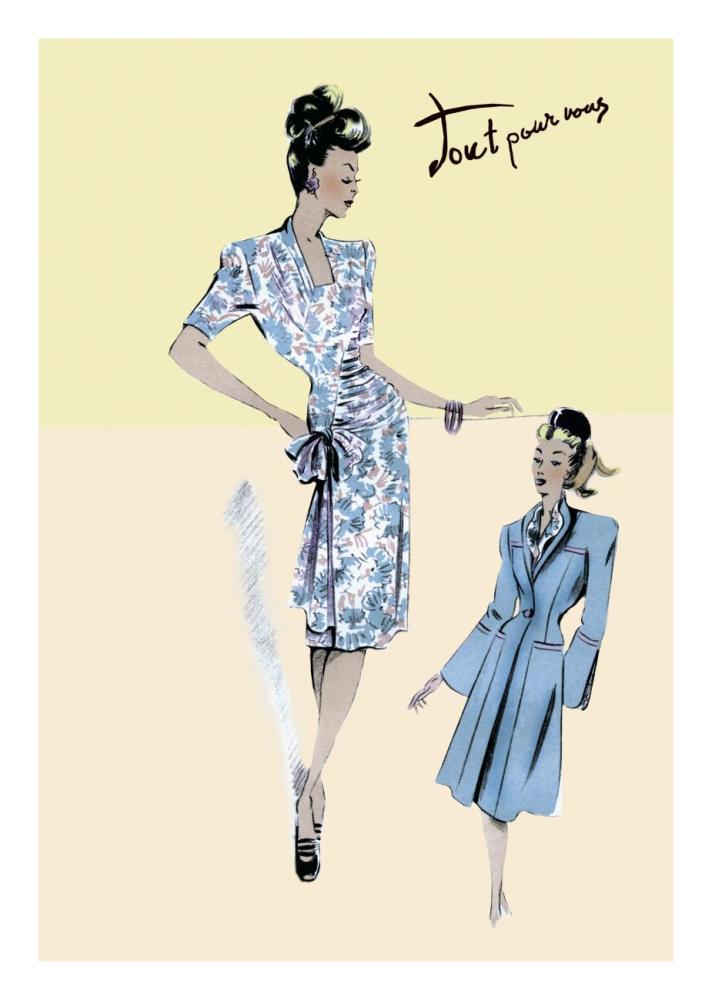 Flower Dress with Jacket, 1947-Paper Art-18"x26"