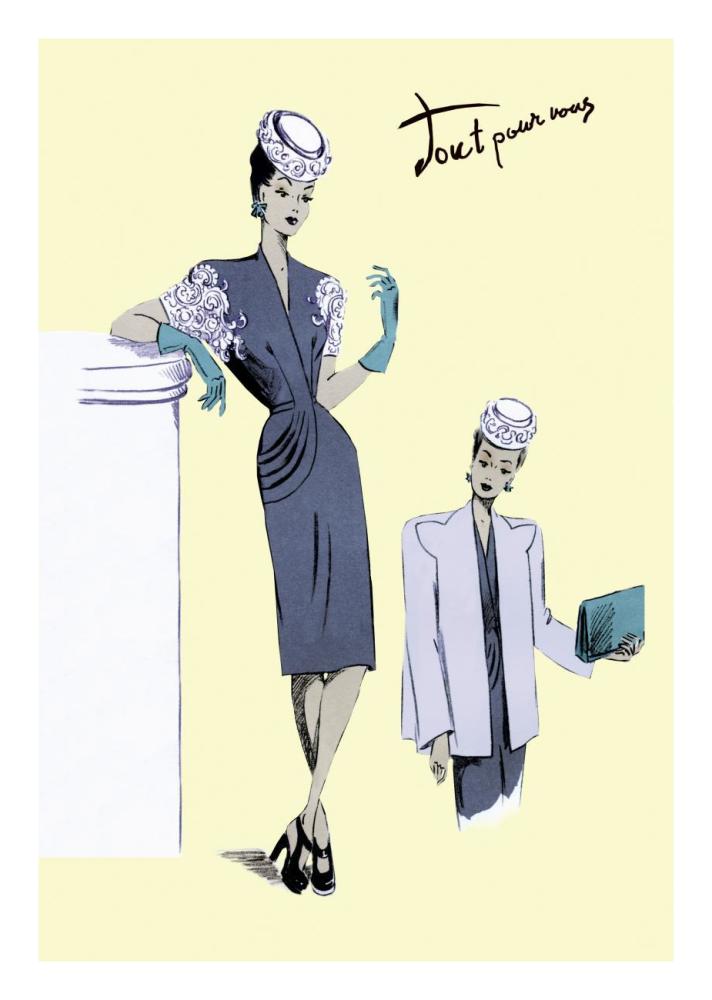 Classy Evening Wear, 1947-Paper Art-18"x26"