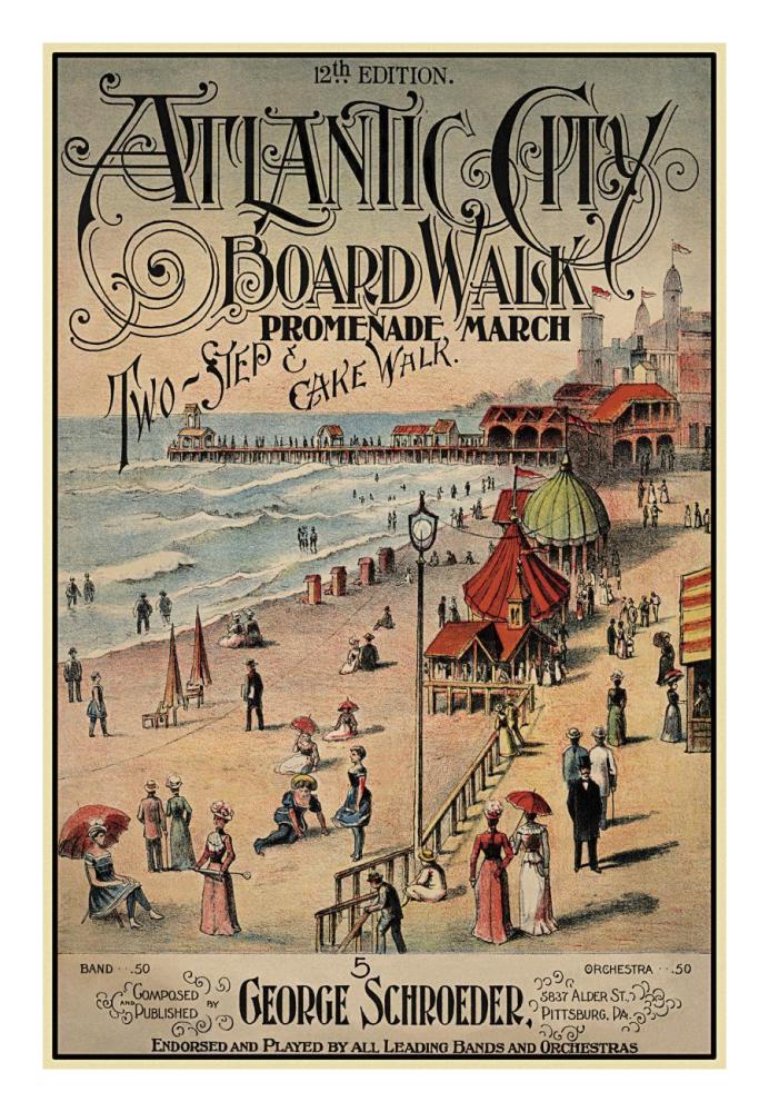Atlantic City Board Walk Promenade March-Paper Art-18"x26"