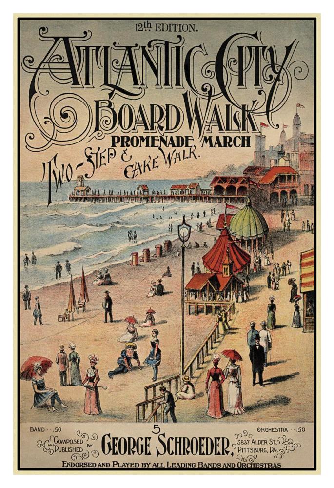 Atlantic City Board Walk Promenade March-Paper Art-26"x38"