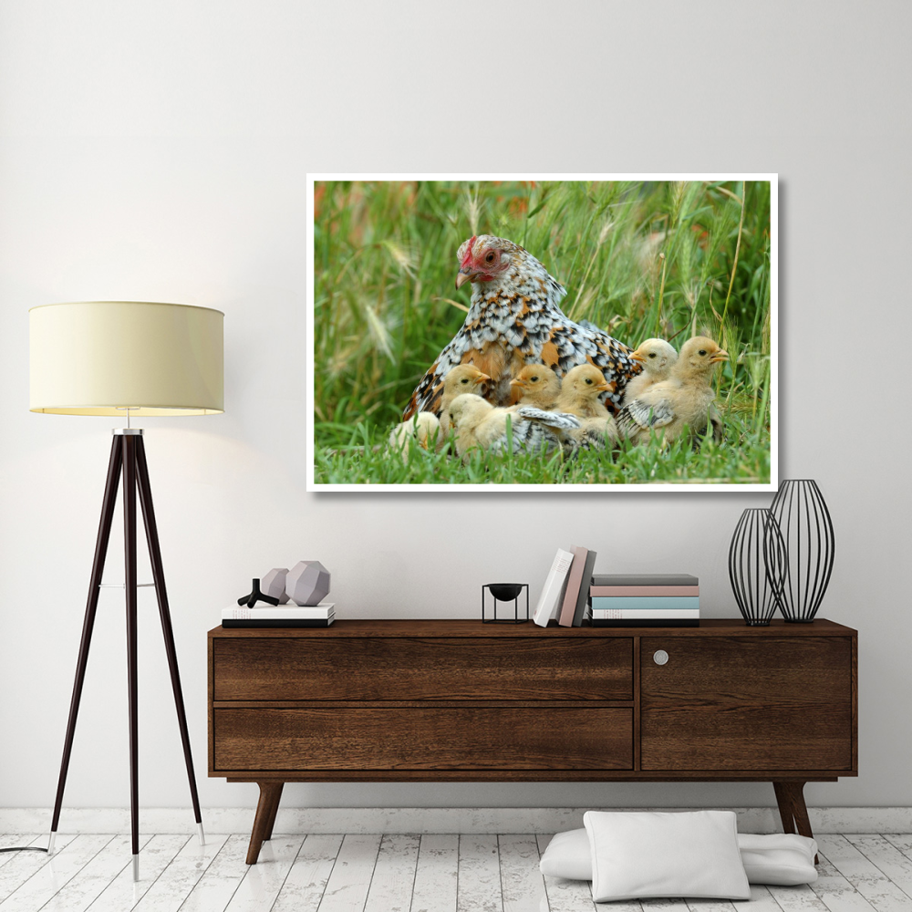 Fowl with chicks-Paper Art-62&quotx42"