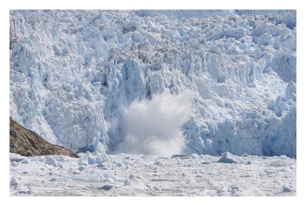Glacial ice calving into the water, Sawyer Glacier, Tracy Arm Fjord, Alaska-Paper Art-32"x22"