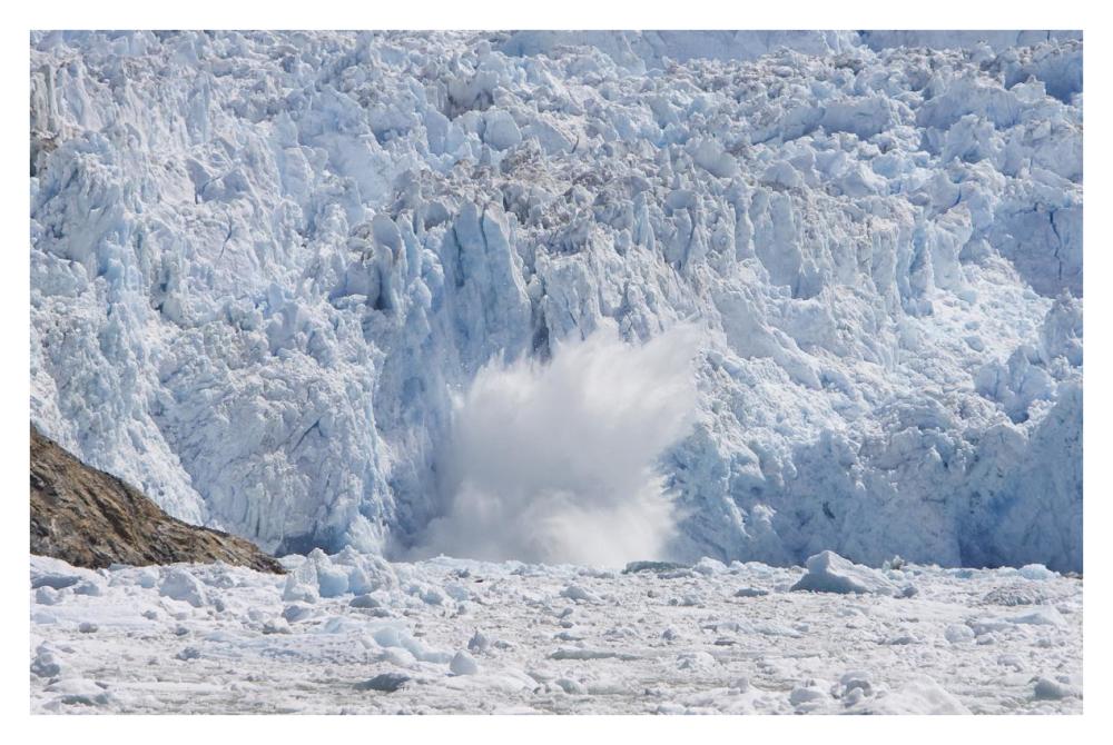 Glacial ice calving into the water, Sawyer Glacier, Tracy Arm Fjord, Alaska-Paper Art-38"x26"