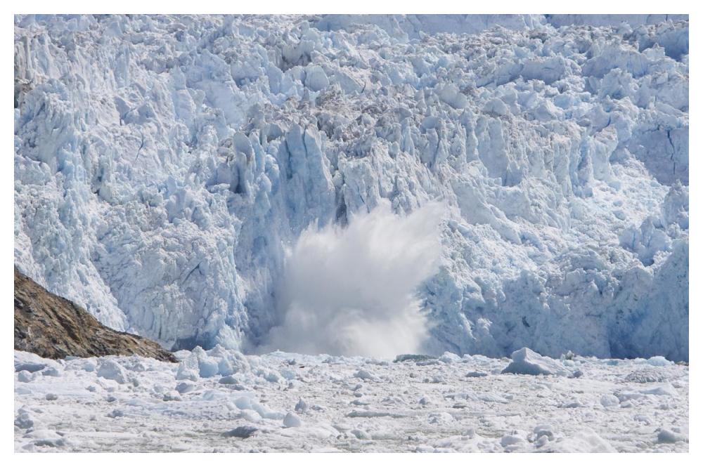 Glacial ice calving into the water, Sawyer Glacier, Tracy Arm Fjord, Alaska-Paper Art-50"x34"