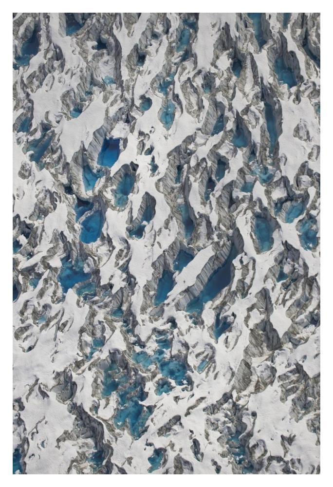 Meltwater lakes on Hubbard Glacier, Wrangell-St. Elias National Park, Alaska-Paper Art-14"x20"