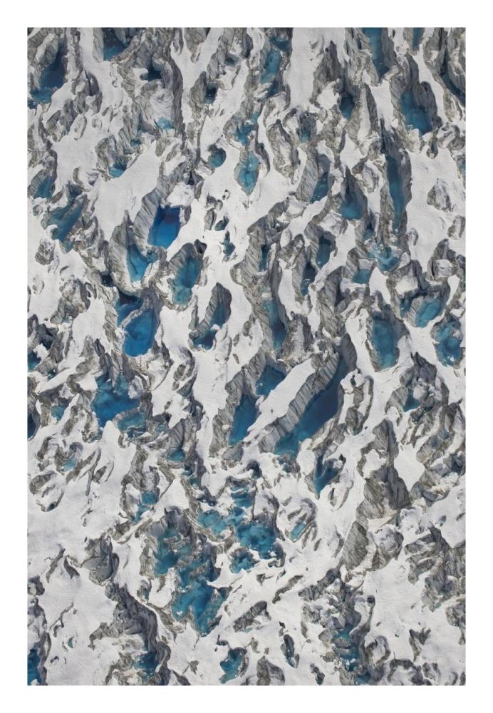 Meltwater lakes on Hubbard Glacier, Wrangell-St. Elias National Park, Alaska-Paper Art-18"x26"