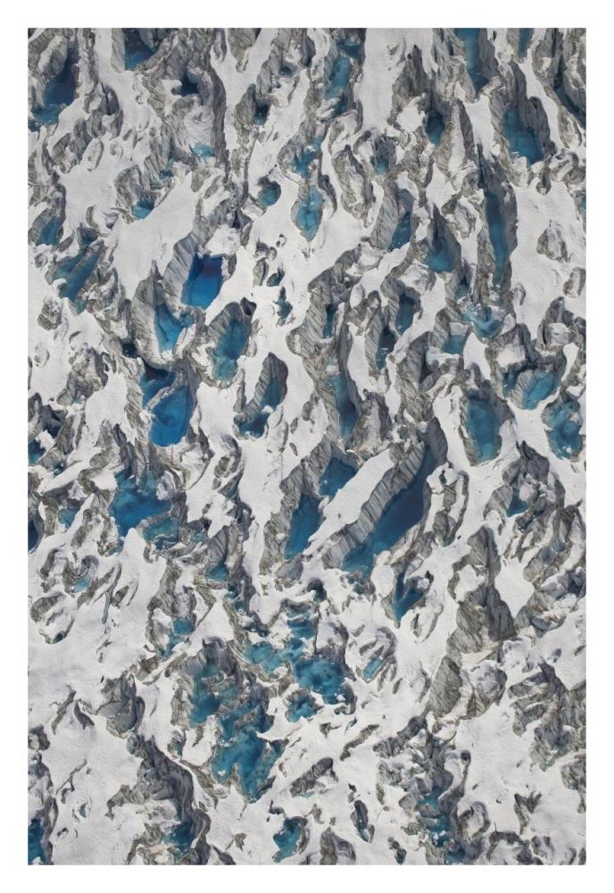 Meltwater lakes on Hubbard Glacier, Wrangell-St. Elias National Park, Alaska-Paper Art-22"x32"