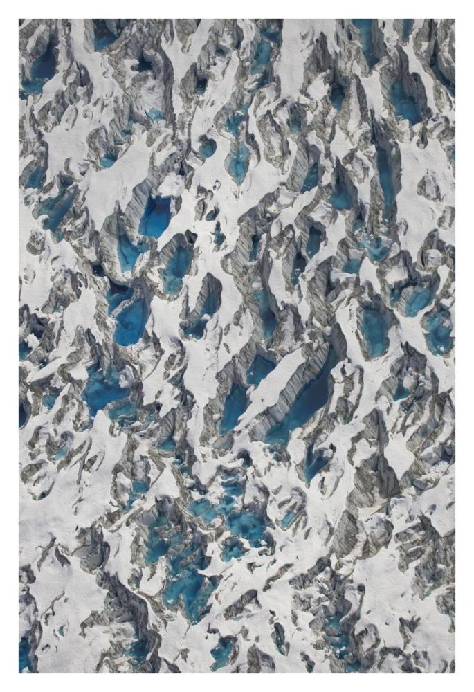 Meltwater lakes on Hubbard Glacier, Wrangell-St. Elias National Park, Alaska-Paper Art-26"x38"