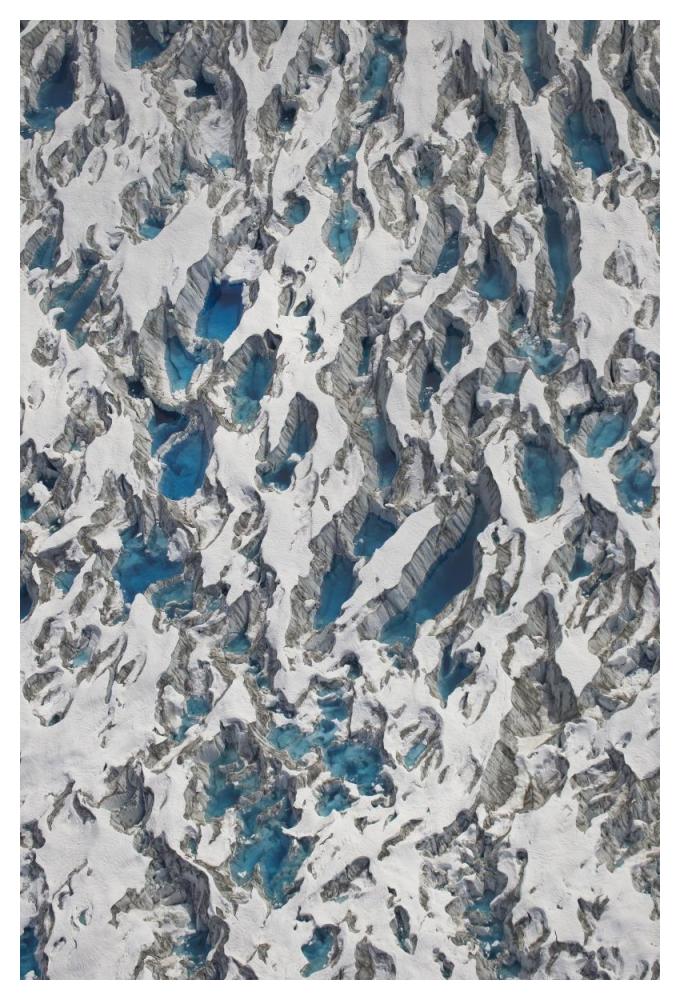 Meltwater lakes on Hubbard Glacier, Wrangell-St. Elias National Park, Alaska-Paper Art-34"x50"