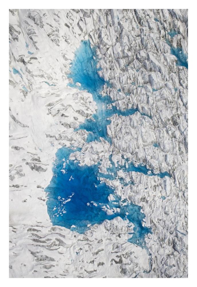 Meltwater lakes on Hubbard Glacier, Wrangell-St. Elias National Park, Alaska-Paper Art-22"x32"