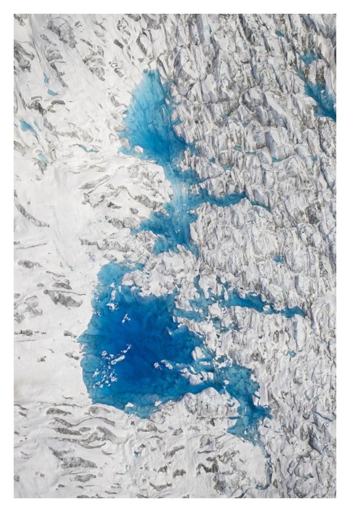 Meltwater lakes on Hubbard Glacier, Wrangell-St. Elias National Park, Alaska-Paper Art-26"x38"