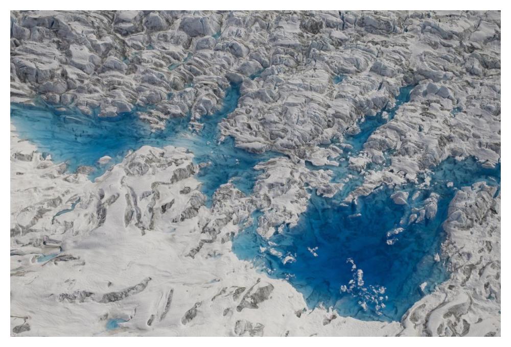 Meltwater lakes on Hubbard Glacier, Wrangell-St. Elias National Park, Alaska-Paper Art-50"x34"