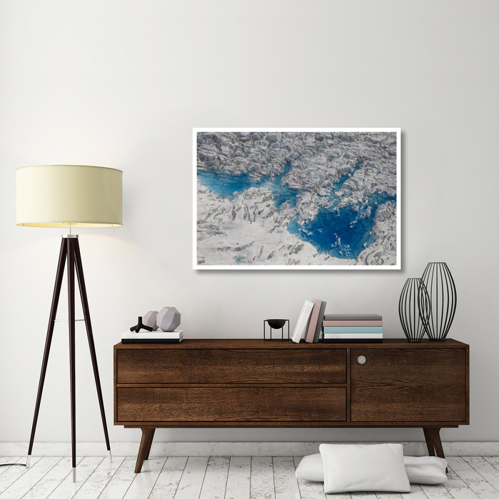 Meltwater lakes on Hubbard Glacier, Wrangell-St. Elias National Park, Alaska-Paper Art-50&quotx34"