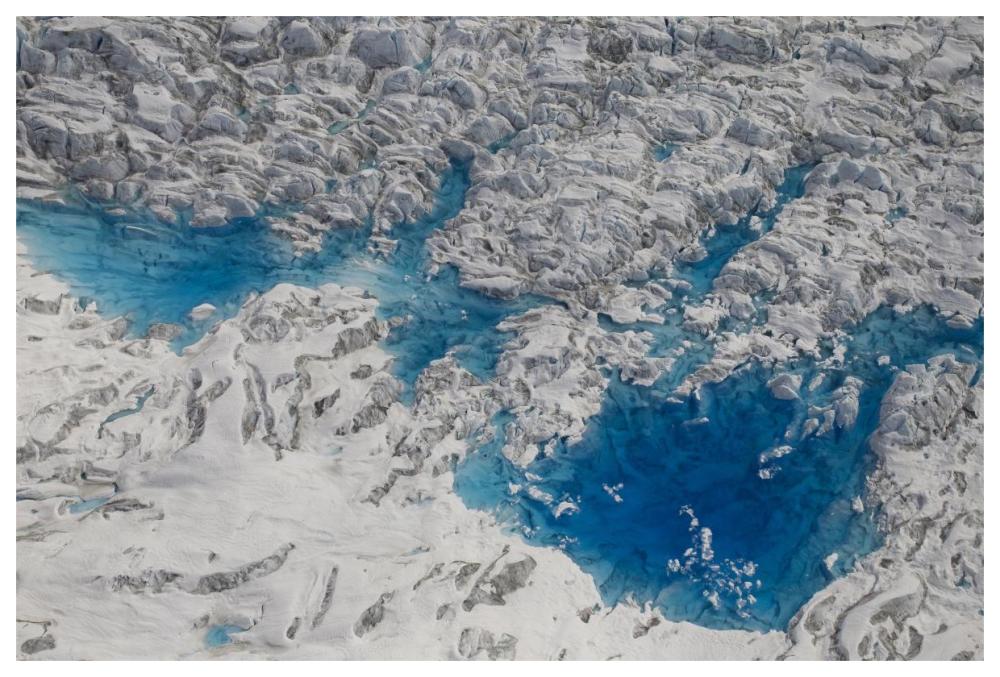 Meltwater lakes on Hubbard Glacier, Wrangell-St. Elias National Park, Alaska-Paper Art-62"x42"