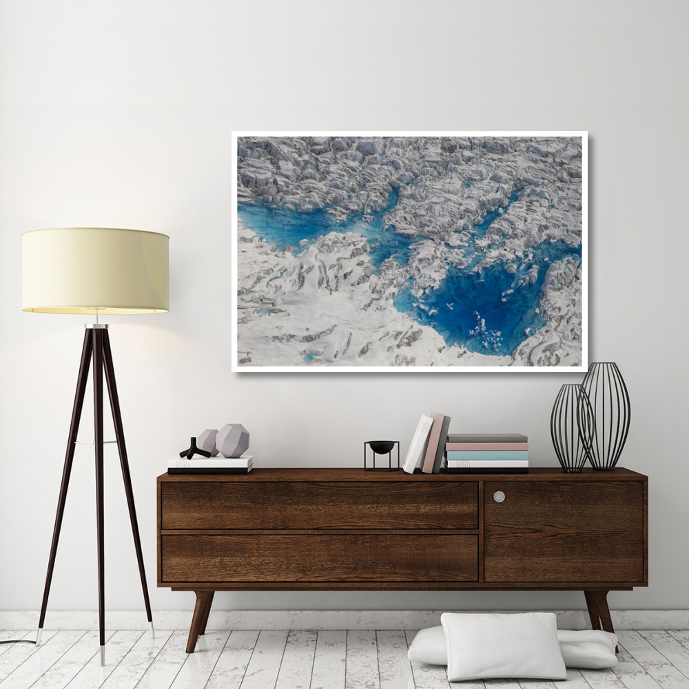 Meltwater lakes on Hubbard Glacier, Wrangell-St. Elias National Park, Alaska-Paper Art-62&quotx42"