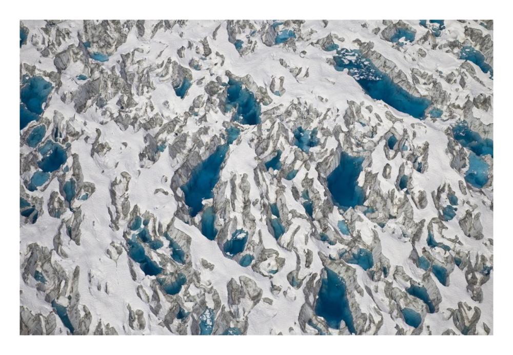 Meltwater lakes on Hubbard Glacier, Wrangell-St. Elias National Park, Alaska-Paper Art-26"x18"