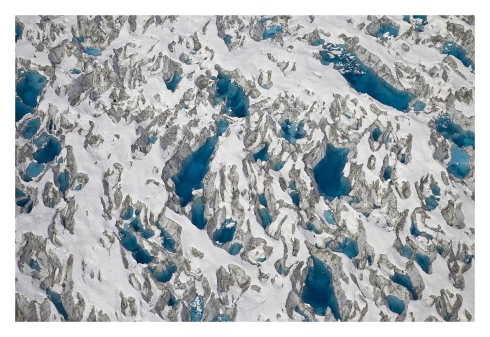 Meltwater lakes on Hubbard Glacier, Wrangell-St. Elias National Park, Alaska-Paper Art-32"x22"