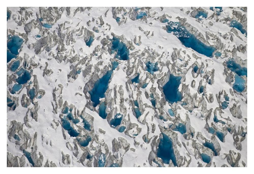 Meltwater lakes on Hubbard Glacier, Wrangell-St. Elias National Park, Alaska-Paper Art-38"x26"